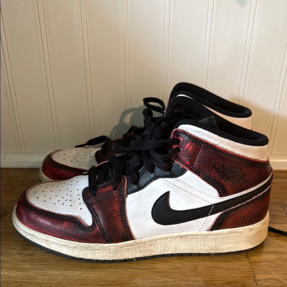 Jordan Red and White High-Top Sneakers
